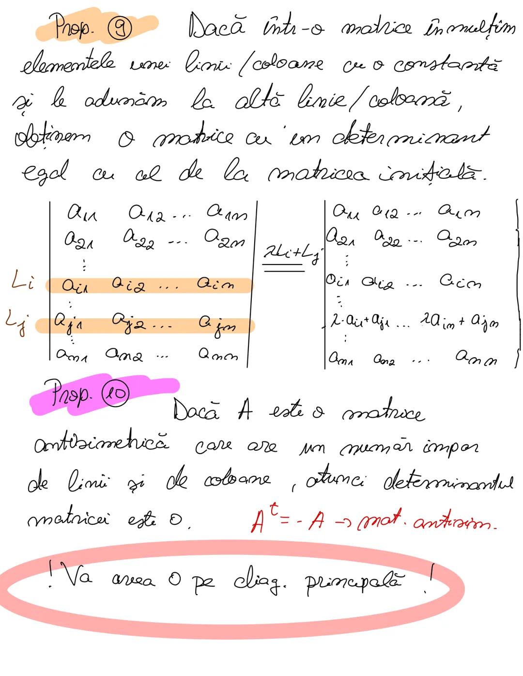 Proprietăți ale determinantilor
| $a_{11}$ $a_{12}$ | $det$
| $a_{21}$ $a_{22}$ | = $a_{11} a_{22} - a_{12} a_{21}$
Regula A pt. det. d