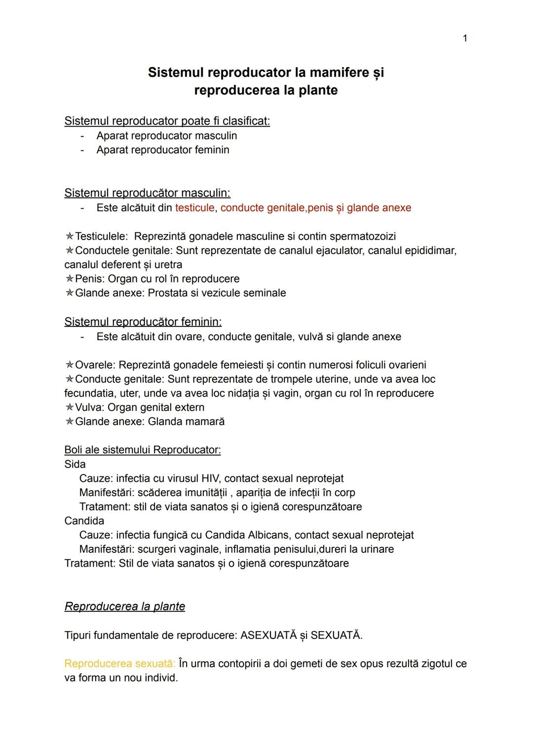 # Sistemul reproducator la mamifere şi
reproducerea la plante
Sistemul reproducator poate fi clasificat:
- Aparat reproducator masculin
- A