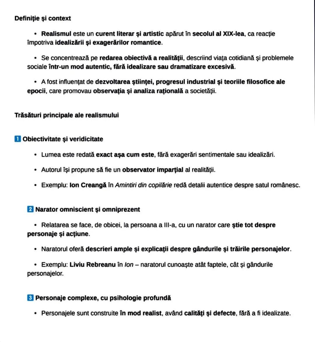 --- OCR Start ---
Definiţie şi context
• Realismul este un curent literar şi artistic apărut în secolul al XIX-lea, ca reacție
împotriva ide
