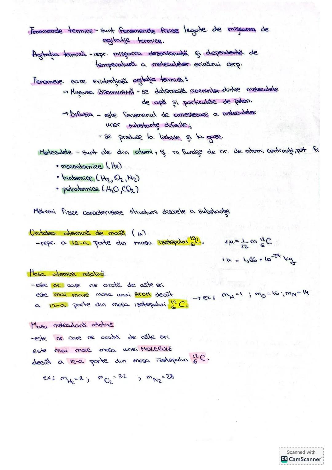 Tenemenele termice sunt fenomenele fizice legate de mişcarea de
agitatie termice.
Agitaţia termică-repr. miscarea dezordonată şi dependenta