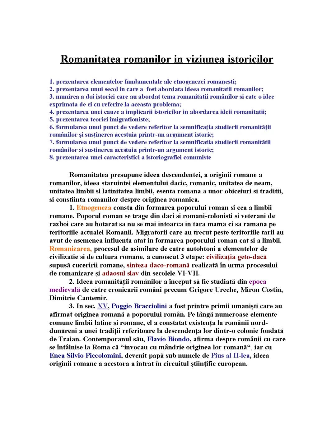 Romanitatea romanilor în viziunea istoricilor-PE SCURT