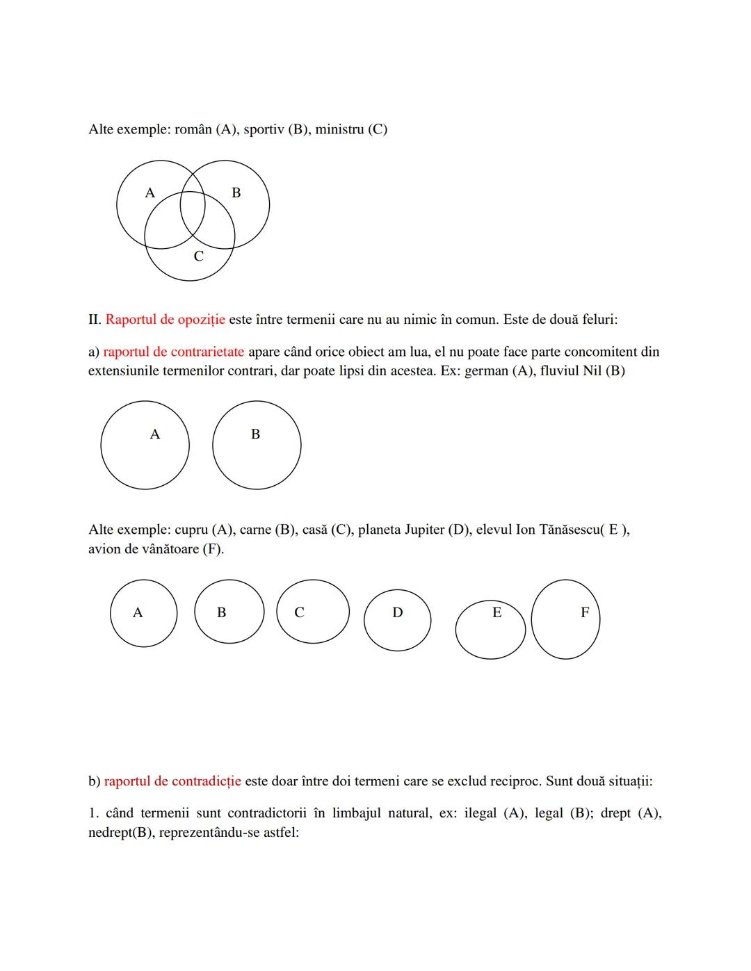 Exercițiu raporturi logice
IB Fie termenii A, B, C, D, şi E astfel încât: termenul A este în raport cu încrucişare cu termenul
B, termenii