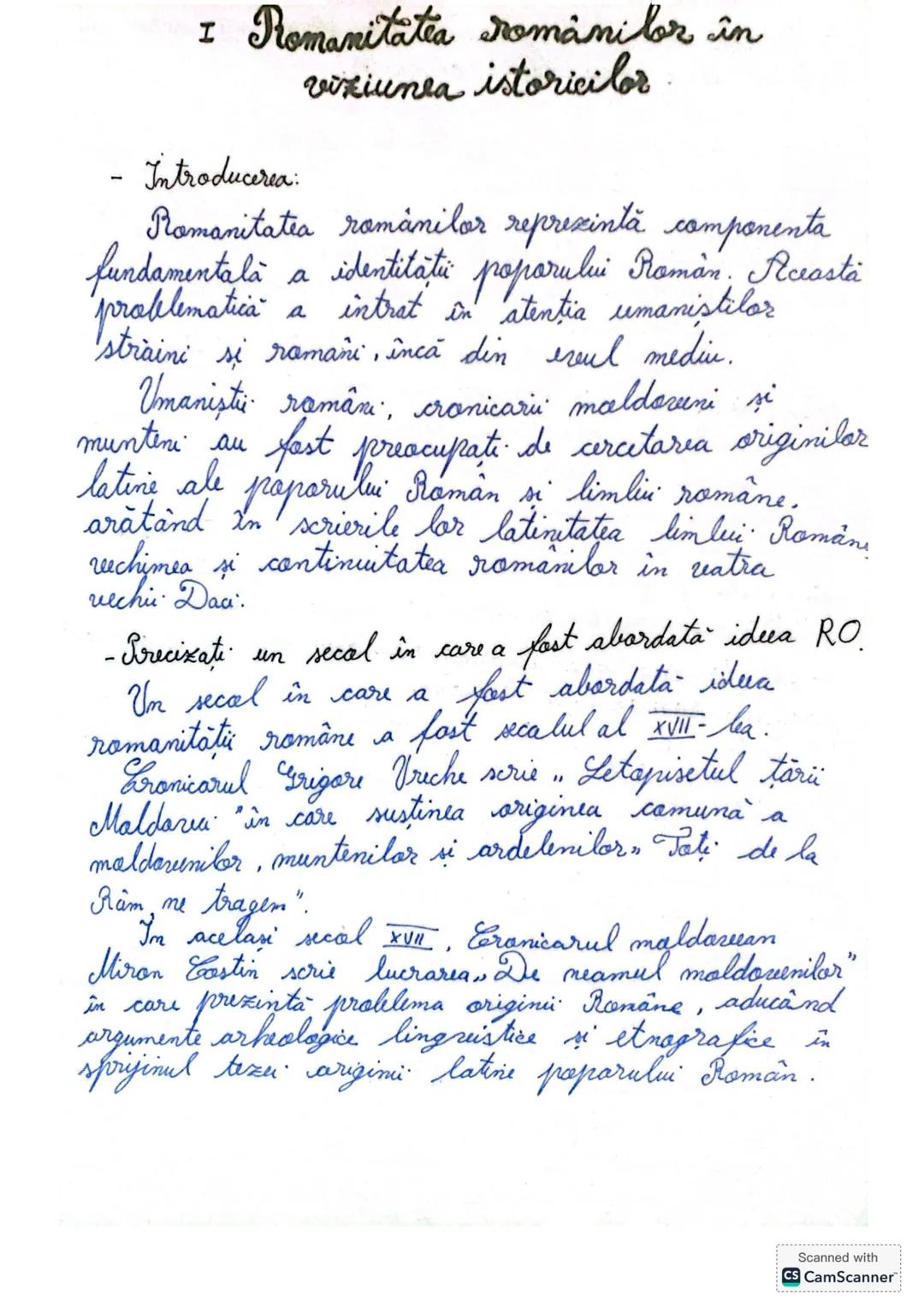 # I Romanitatea románilor în
viziunea istoricilor.
- Introducerea:
Romanitatea románilor reprezintă componenta
fundamentalà a identitāti p