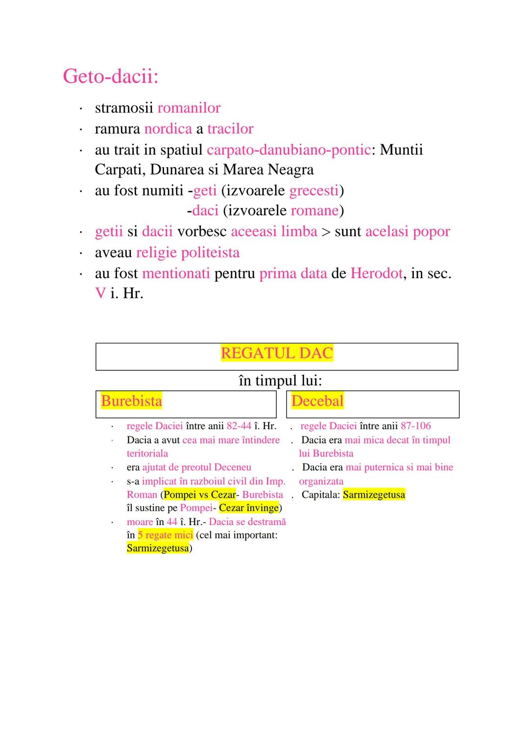 --- OCR Start ---
Geto-dacii:
stramosii romanilor
ramura nordica a tracilor
au trait in spatiul carpato-danubiano-pontic: Muntii
Carpati, Du