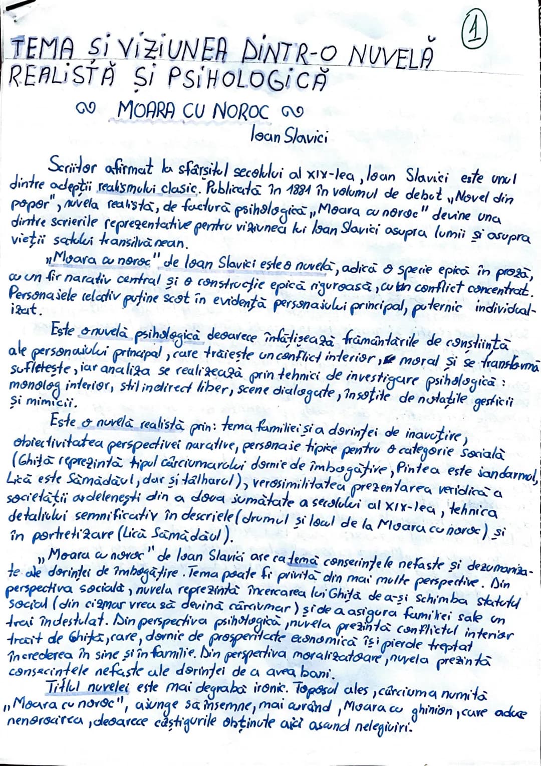 # TEMA ŞI VIZIUNEA DINTR-O NUVELA
REALISTA SI PSIHOLOGICĂ
MOARA CU NOROC
loan Slavici
④
Scriitor afirmat la sfârşitul secolului al XIX-l
