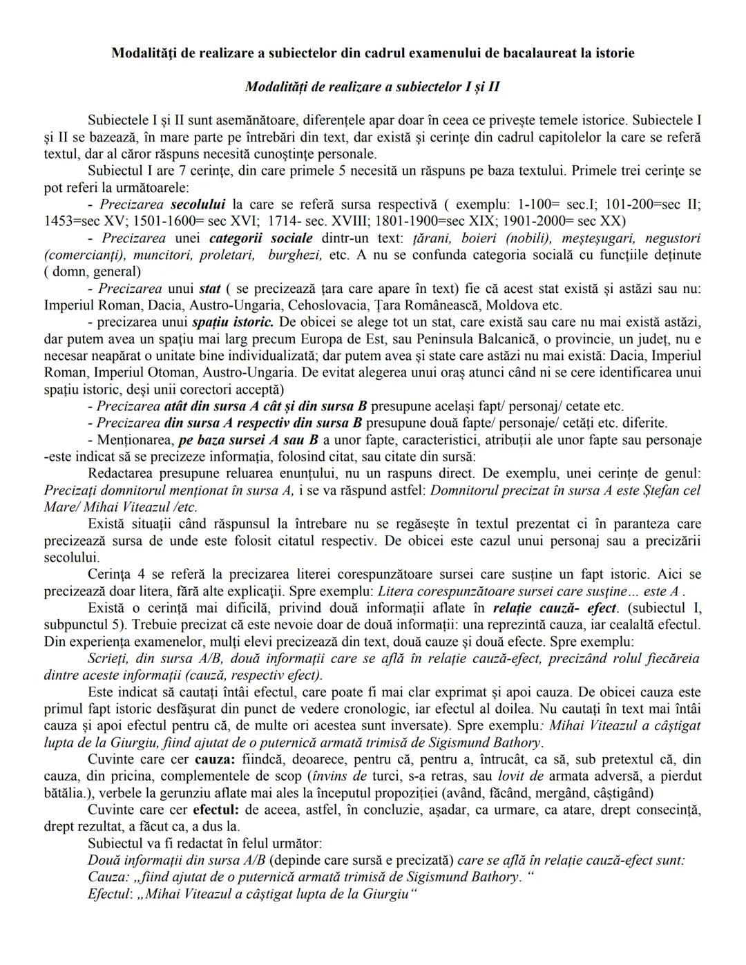 --- OCR Start ---
Modalităţi de realizare a subiectelor din cadrul examenului de bacalaureat la istorie
Modalități de realizare a subiectelo