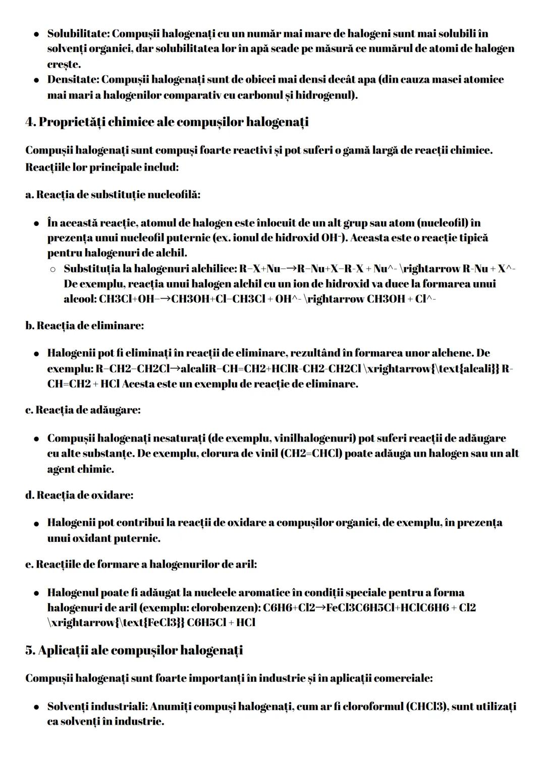 --- OCR Start ---
Compuşii halogenați sunt compuși organici care conțin unul sau mai mulți atomi de halogen (fluor,
clor, brom, iod, astat)