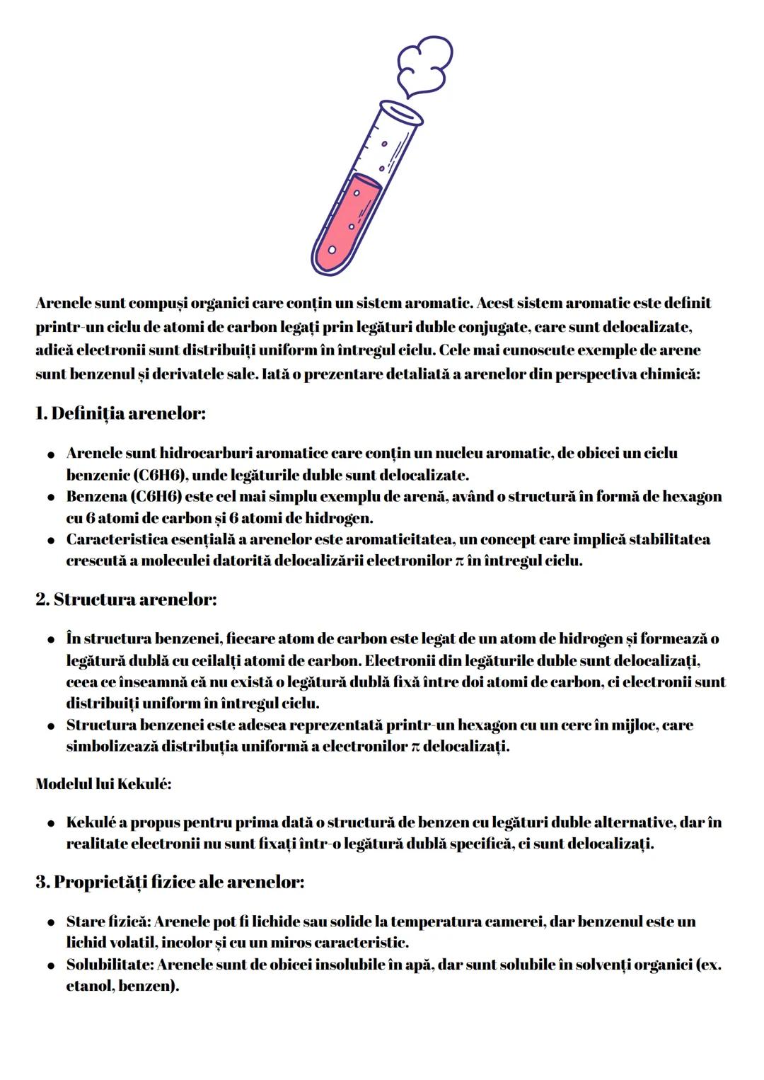 --- OCR Start ---
Arenele sunt compuși organici care conțin un sistem aromatic. Acest sistem aromatic este definit
printr-un ciclu de atomi