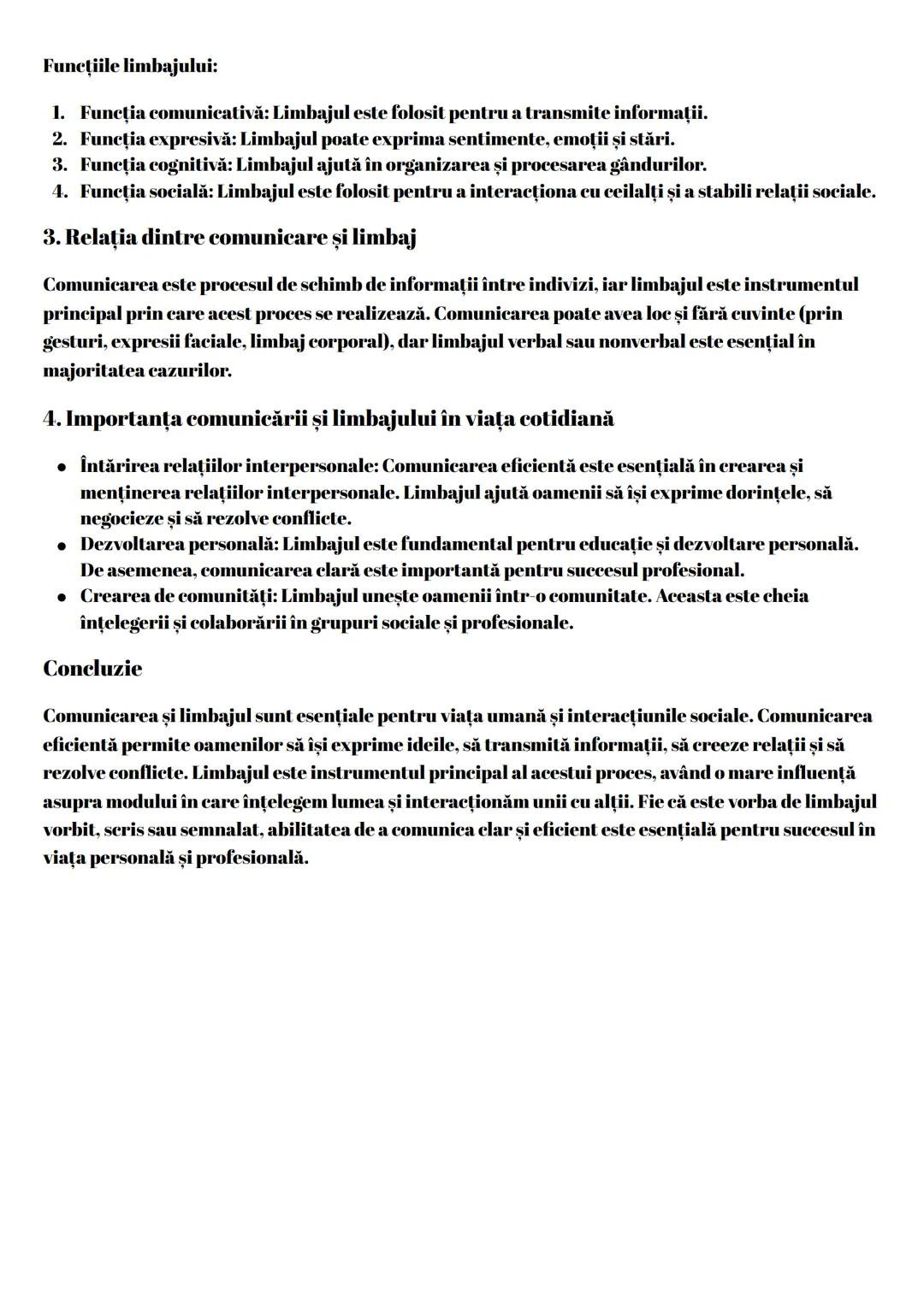 Comunicarea şi limbajul sunt procese fundamentale prin care oamenii transmit şi primesc
informații, idei, gânduri, emoții și intenții. Deşi
