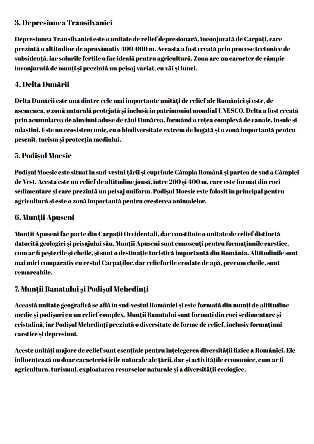 # GEOGRAPHY
În România, relieful este extrem de diversificat și poate fi împărţit în mai multe unități majore de
relief, care sunt grupuri