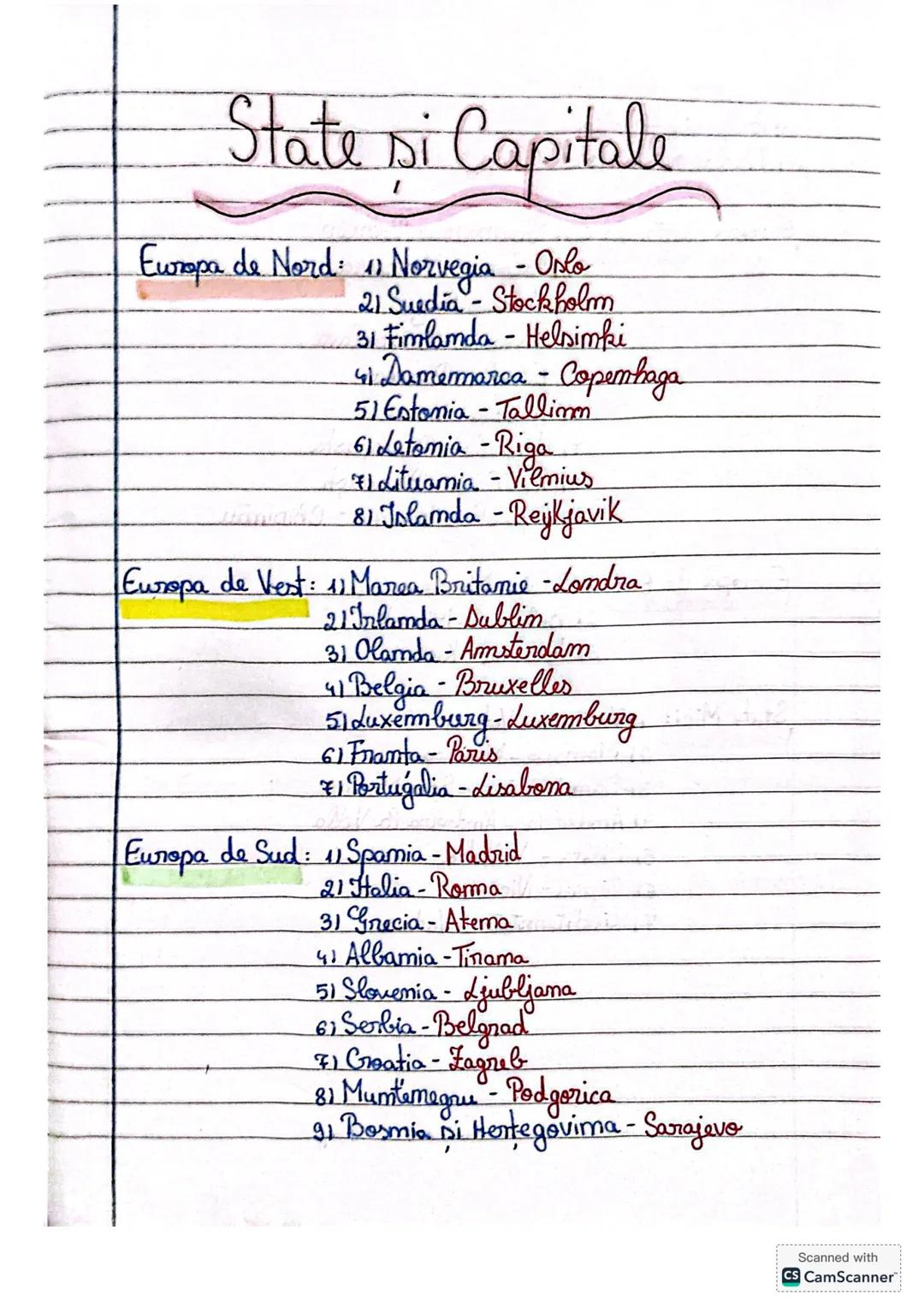 --- OCR Start ---
State si Capitale
Europa de Nord: 11 Norvegia - Oslo
21 Suedia - Stockholm
31 Fimlamda - Helsimki
41 Damemarca - Copenhaga