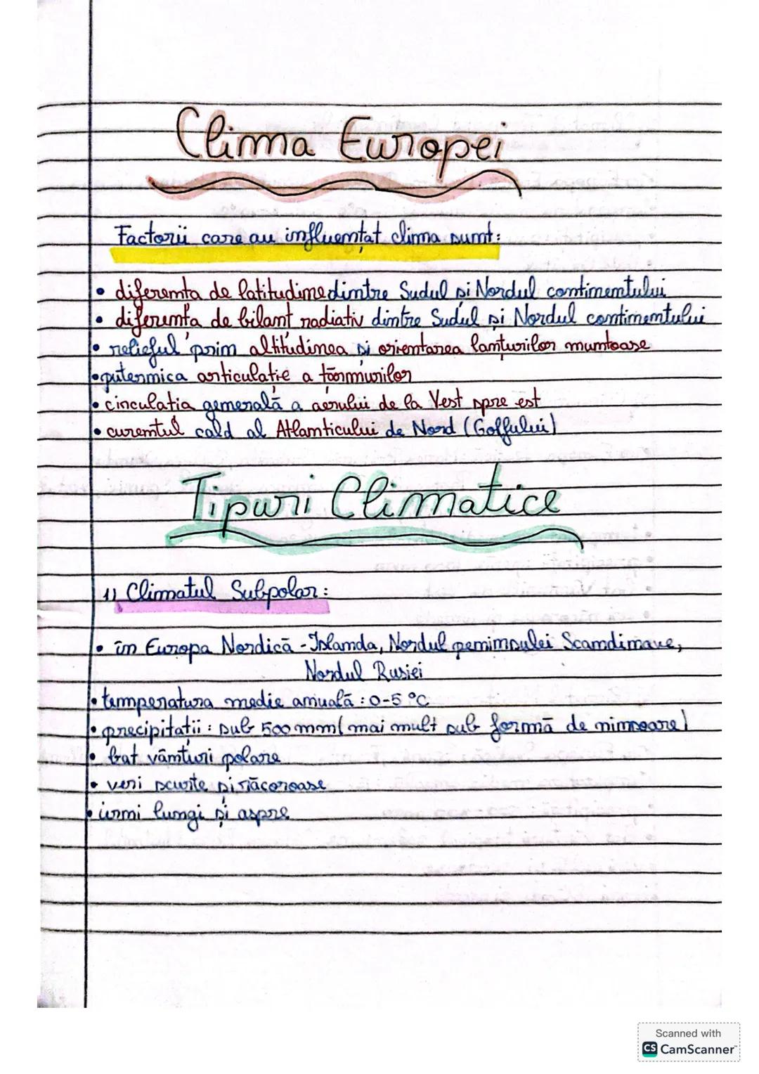 # Clima Europei
Factorii care au influentat clima sumt:
* diferenta de latitudime dintre Sudul si Nordul continentului
* diferenta de
