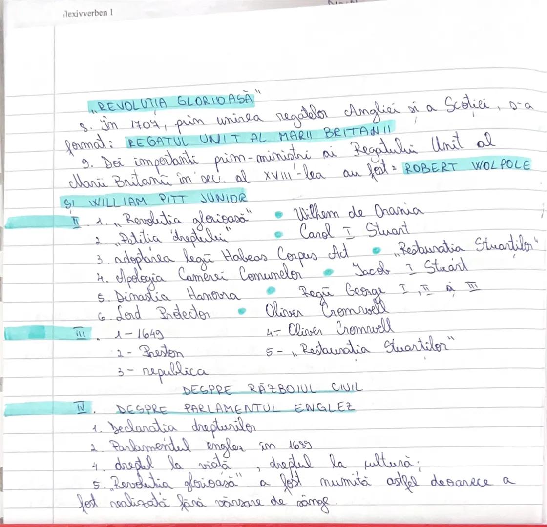 # REVOLUTIA ENGLEZĂ
I. În 1640, Parlamentul engler făcea un bilant al abuzurilor
politici absolutiste a regelui Card I Stuart in documentul