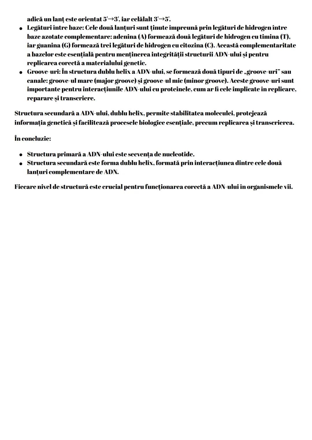 Structura primară și secundară a ADN-ului se referă la organizarea și interacțiunile diferitelor
componente ale ADN-ului la diferite nivelur