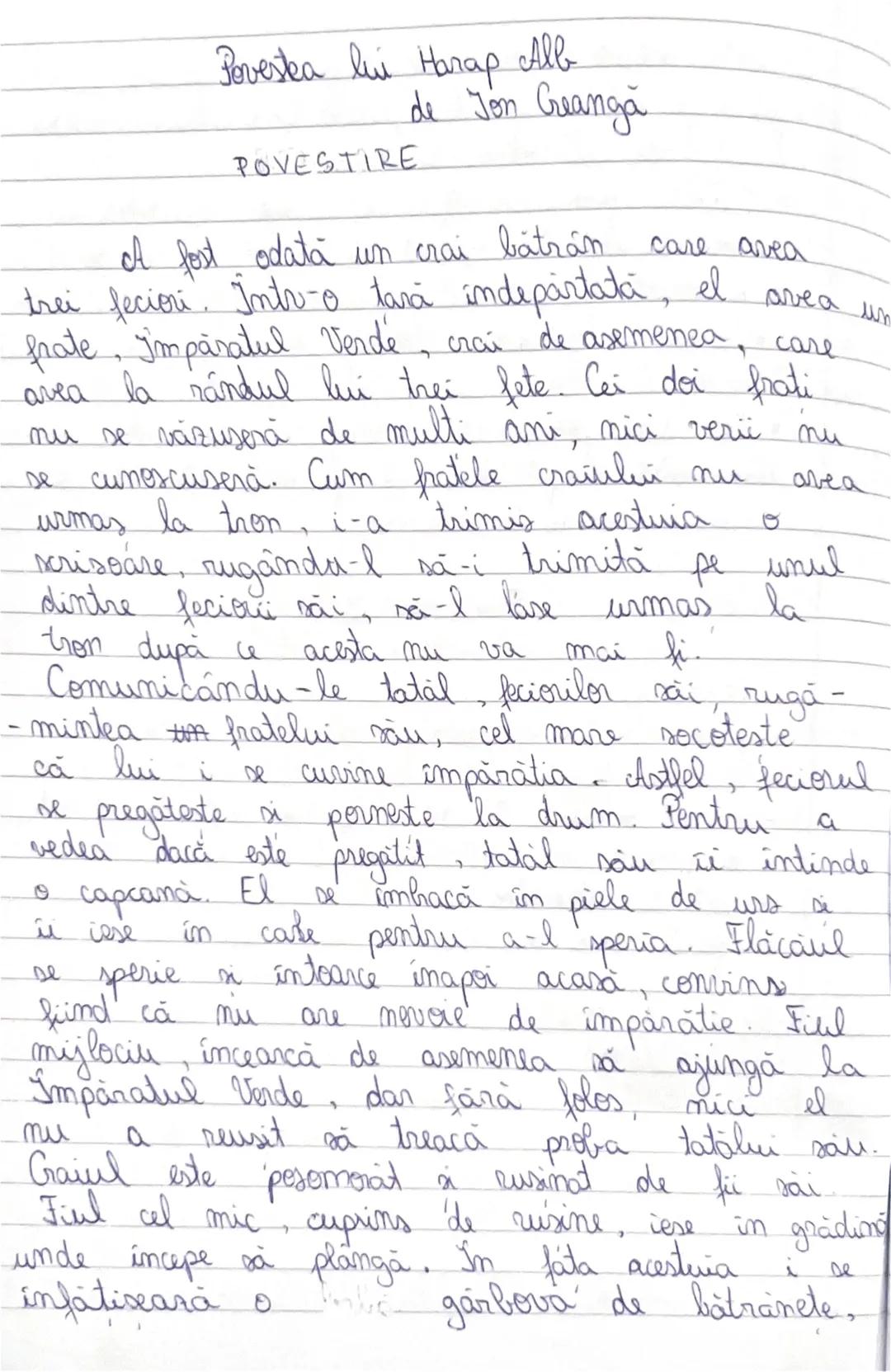 Povestea lui Harap Alb
de Ion Creangă
POVESTIRE
A fost odată un crai bătrân care avea
trei feciori. Intr-o tară îndepărtată, el avea un
fra
