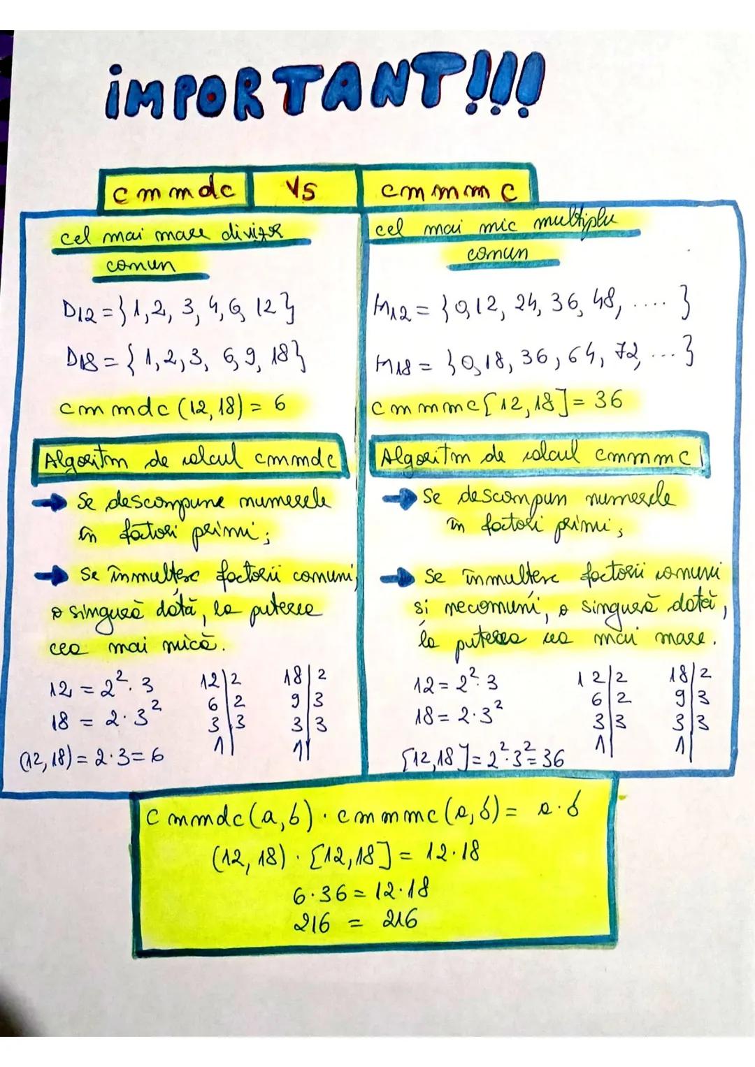 Cmmdc vs Cmmmc clasa 6