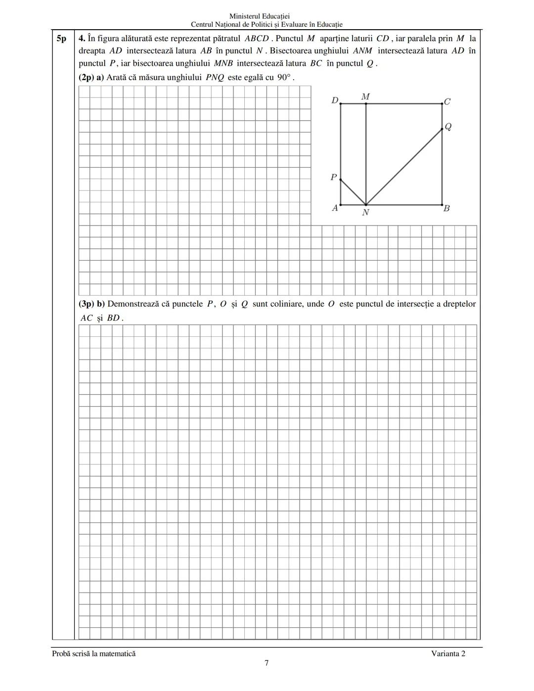 --- OCR Start ---
Ministerul Educației
Centrul Național de Politici și Evaluare în Educație
Prezenta lucrare conține
pagini
EVALUAREA NAŢION