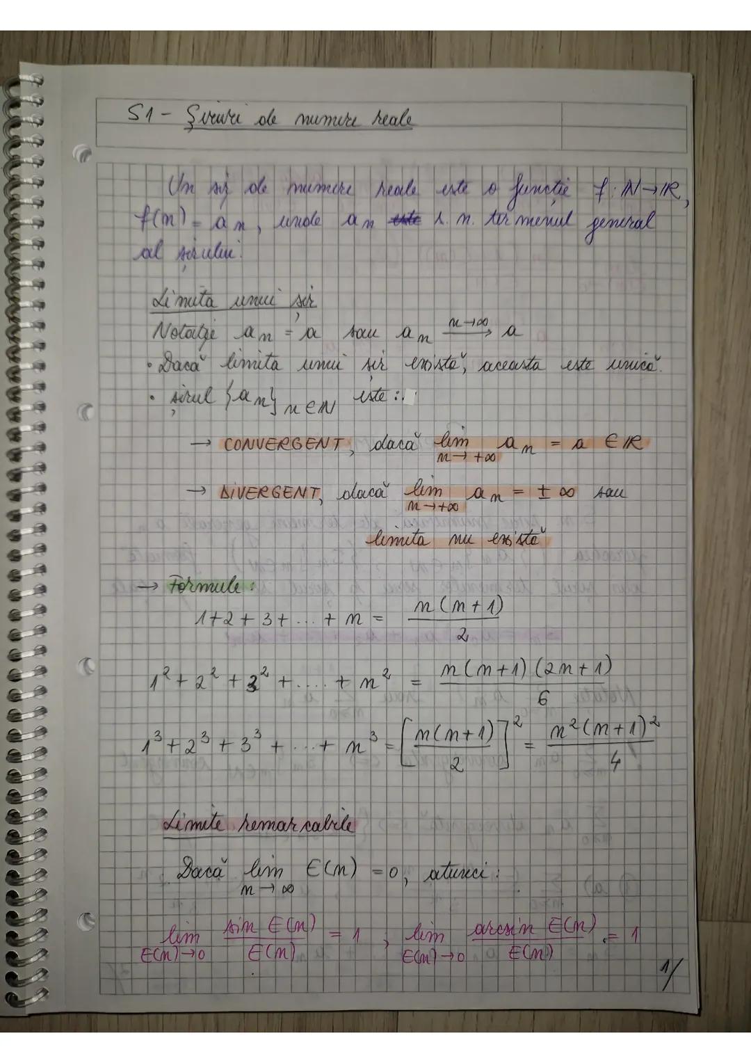 Șiruri de numere reale, sume și serii numerice