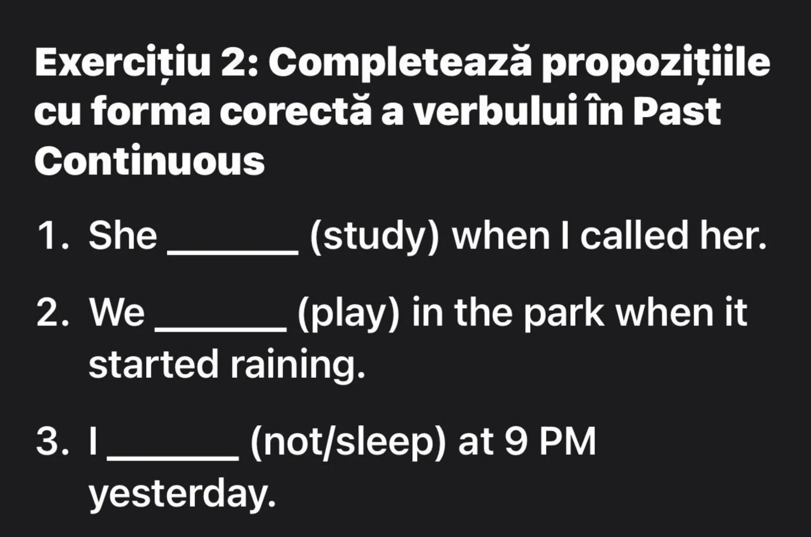 # Fișa 2: Past Simple & Past
Continuous
1. Past Simple
• Se folosește pentru acțiuni finalizate
care au avut loc în trecut.
• Formă: Subi