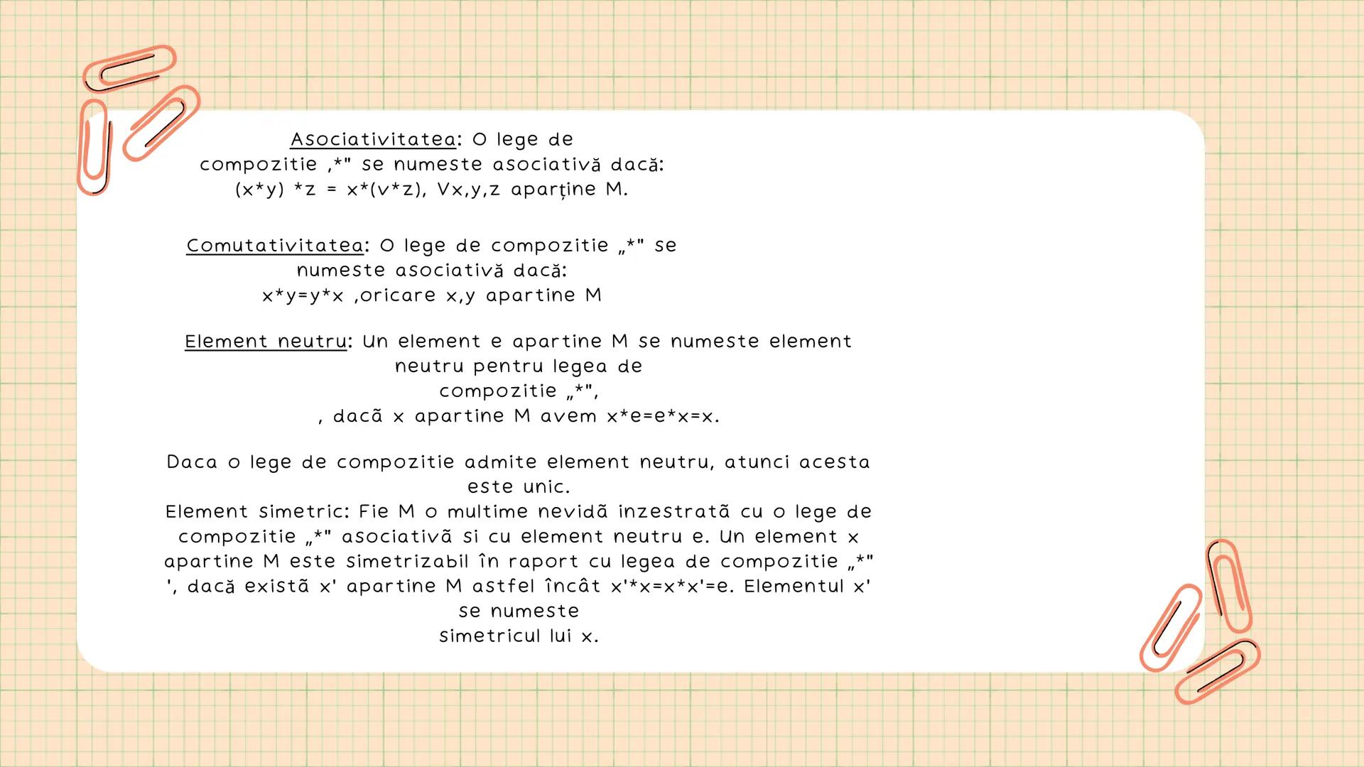 Structuri
algebrice
-------- Legi de compozitie
-- -- -- -- -- -- -- --
Def. Fie Mo multime nevidă. O
aplicatie
q: MxM
M, (x,y) q(x,y)
se