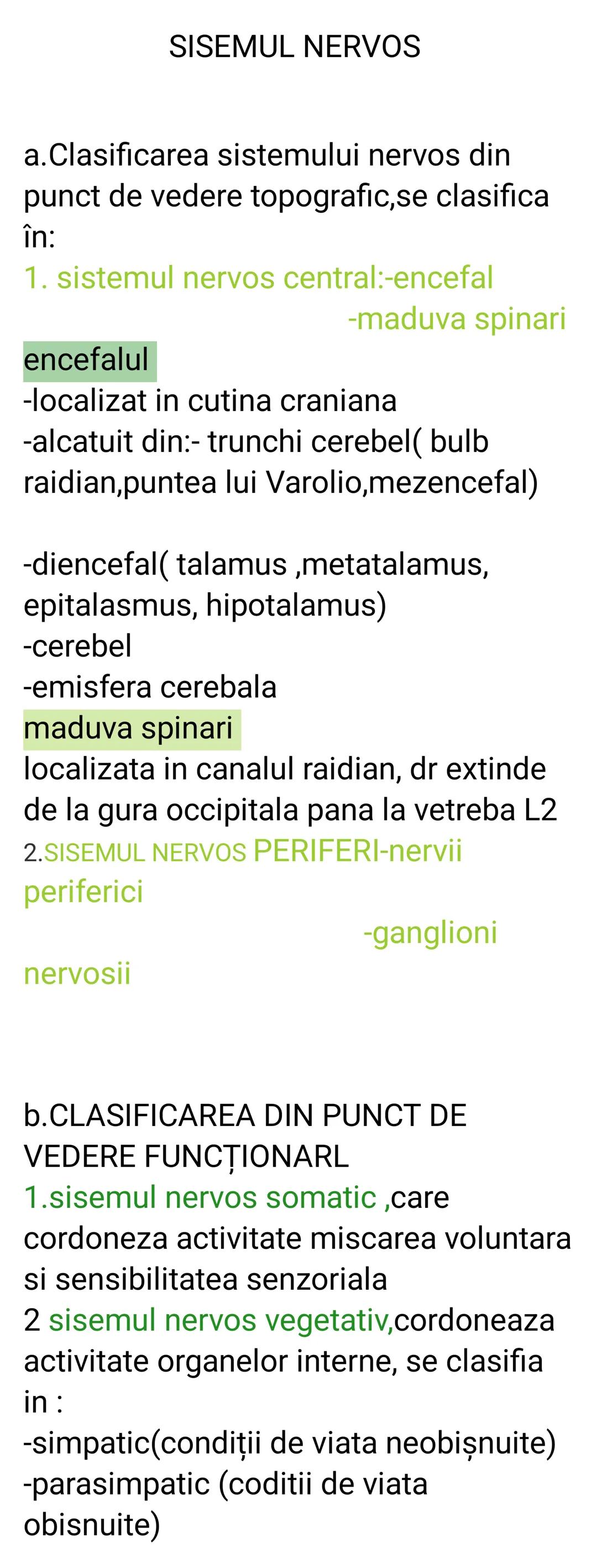 --- OCR Start ---
SISEMUL NERVOS
a. Clasificarea sistemului nervos din
punct de vedere topografic, se clasifica
în:
1. sistemul nervos centr