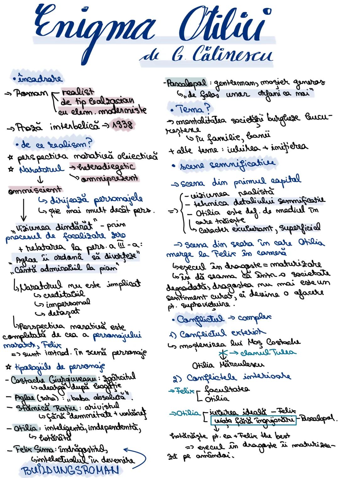 # Enigma Otilici
de G. Calinescu
•încadrare
→Roman realist
de tip balzacian
cu elem, moderniste
Proză interbelică 1938
• de ce realism?