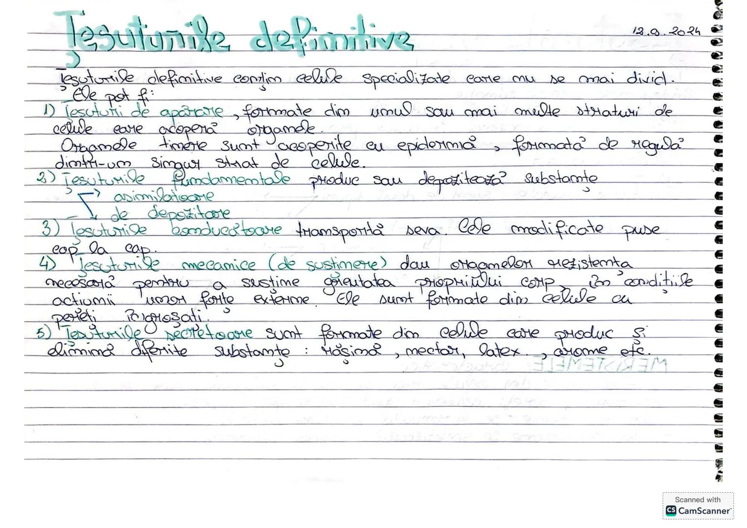 --- OCR Start ---
-
Tesutiunile vegetale
10.9.2024
-)
Tesutul este o grupare de celwe care au aceasi forma, structura şi
indeplimese aceaşi