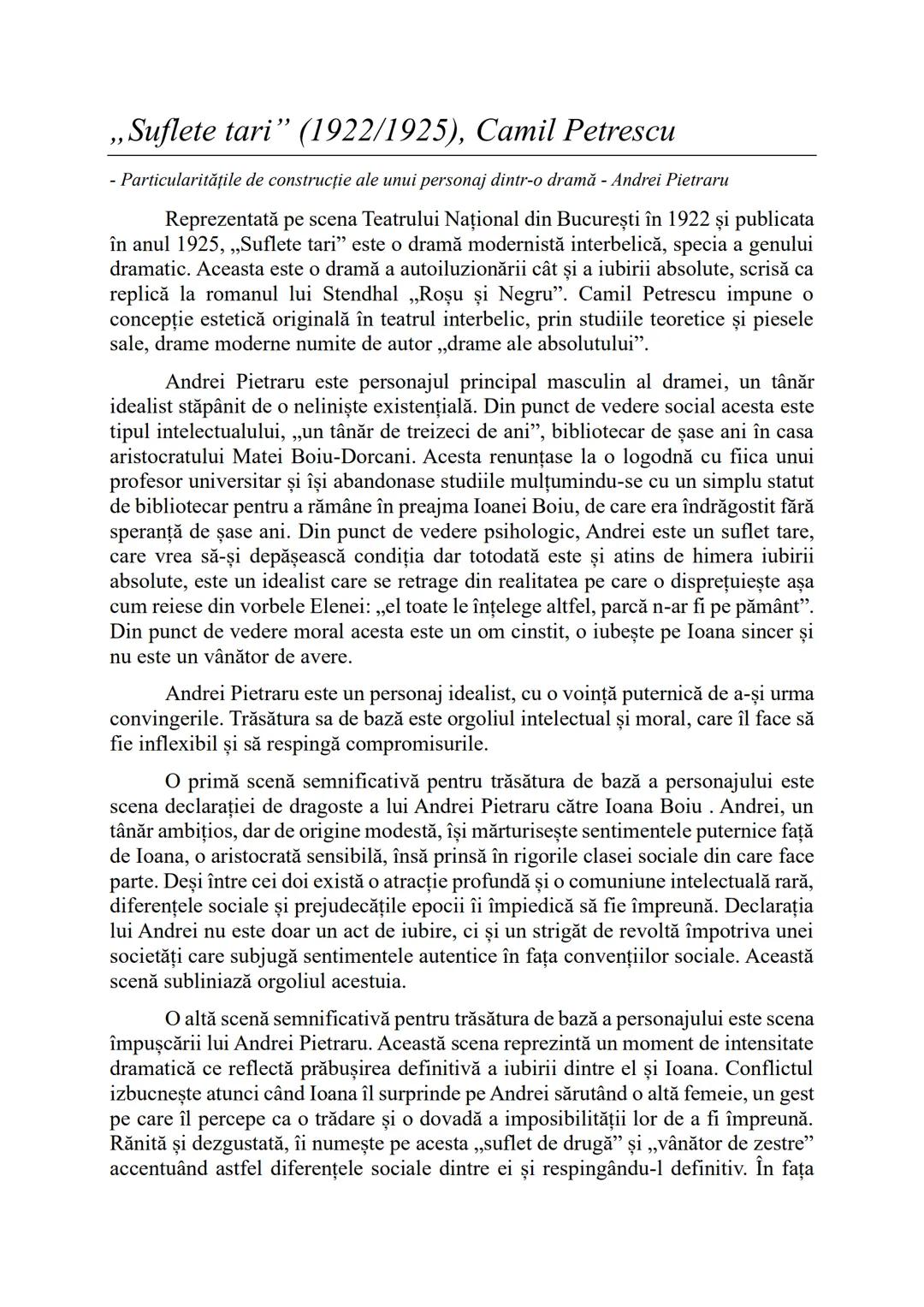 # ,,Suflete tari" (1922/1925), Camil Petrescu
- Particularitățile unei drame -
Reprezentată pe scena Teatrului Naţional din Bucureşti în 1