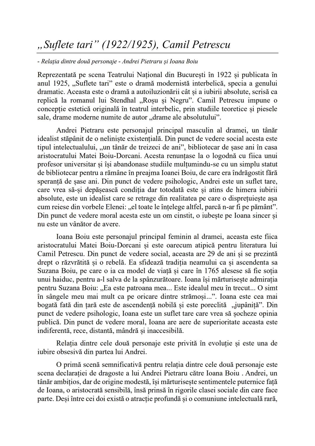# ,,Suflete tari" (1922/1925), Camil Petrescu
- Particularitățile unei drame -
Reprezentată pe scena Teatrului Naţional din Bucureşti în 1
