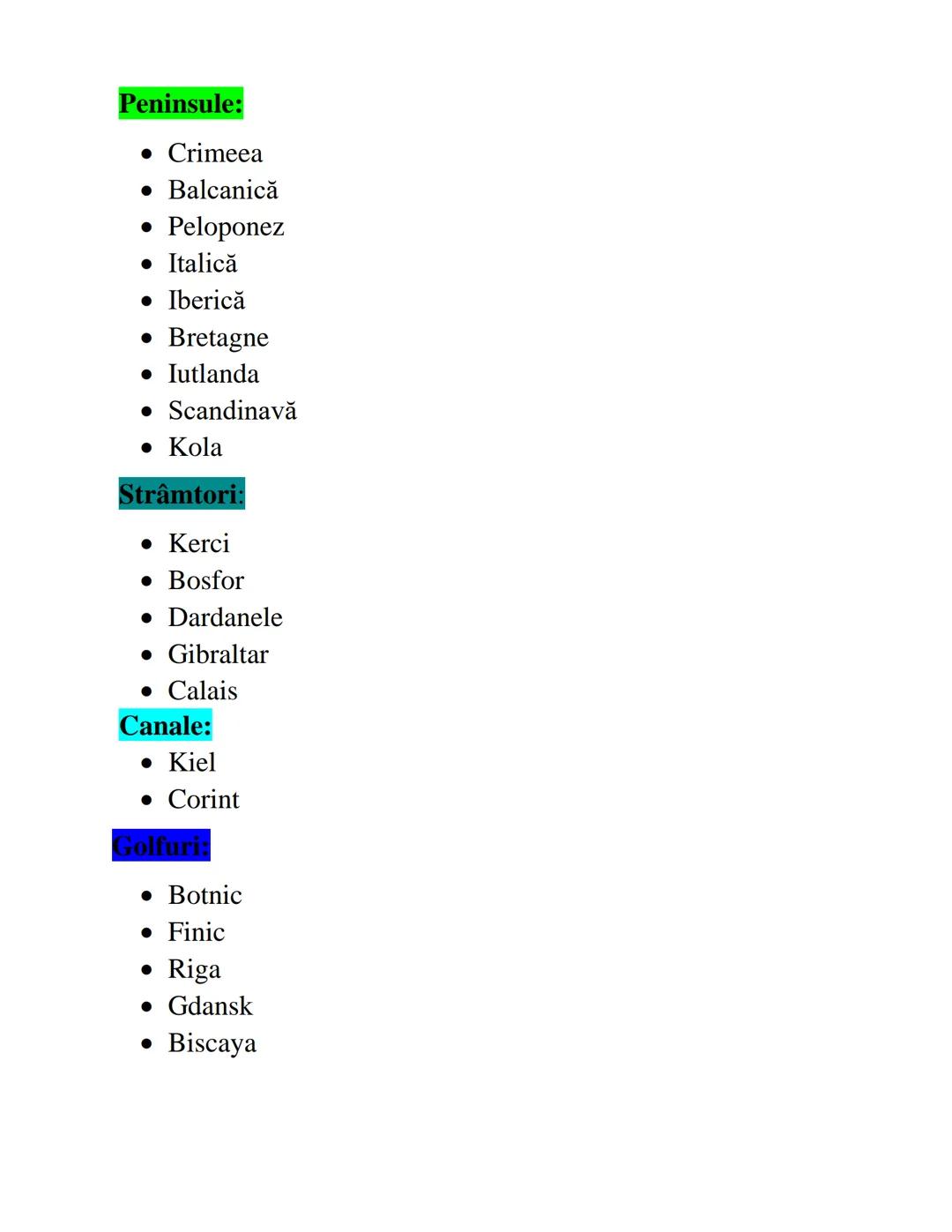 --- OCR Start ---
SPATIUL EUROPEAN (Europa)
➤ Continent situat integral în emisfera nordică;
➤ Datorită suprafeței de 10 170 340km^{2} este