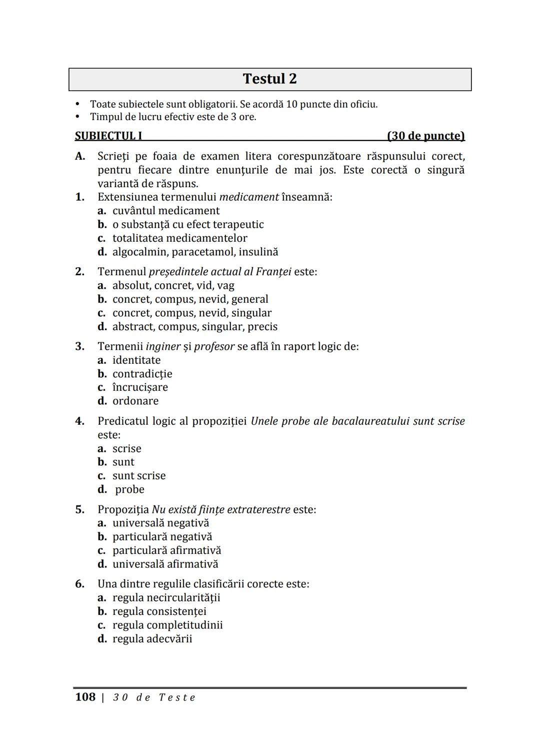 Florin IORGA
Marcel RUS
LOGICĂ, ARGUMENTARE
ȘI COMUNICARE
GHID COMPLET pentru Bacalaureat
➤ Sinteze teoretice
➤ 30 de teste
➤ Bareme şi rezo