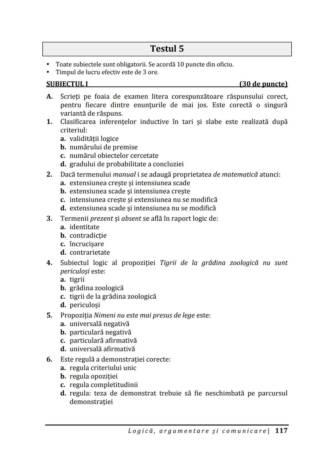 Florin IORGA
Marcel RUS
LOGICĂ, ARGUMENTARE
ȘI COMUNICARE
GHID COMPLET pentru Bacalaureat
➤ Sinteze teoretice
➤ 30 de teste
➤ Bareme şi rezo