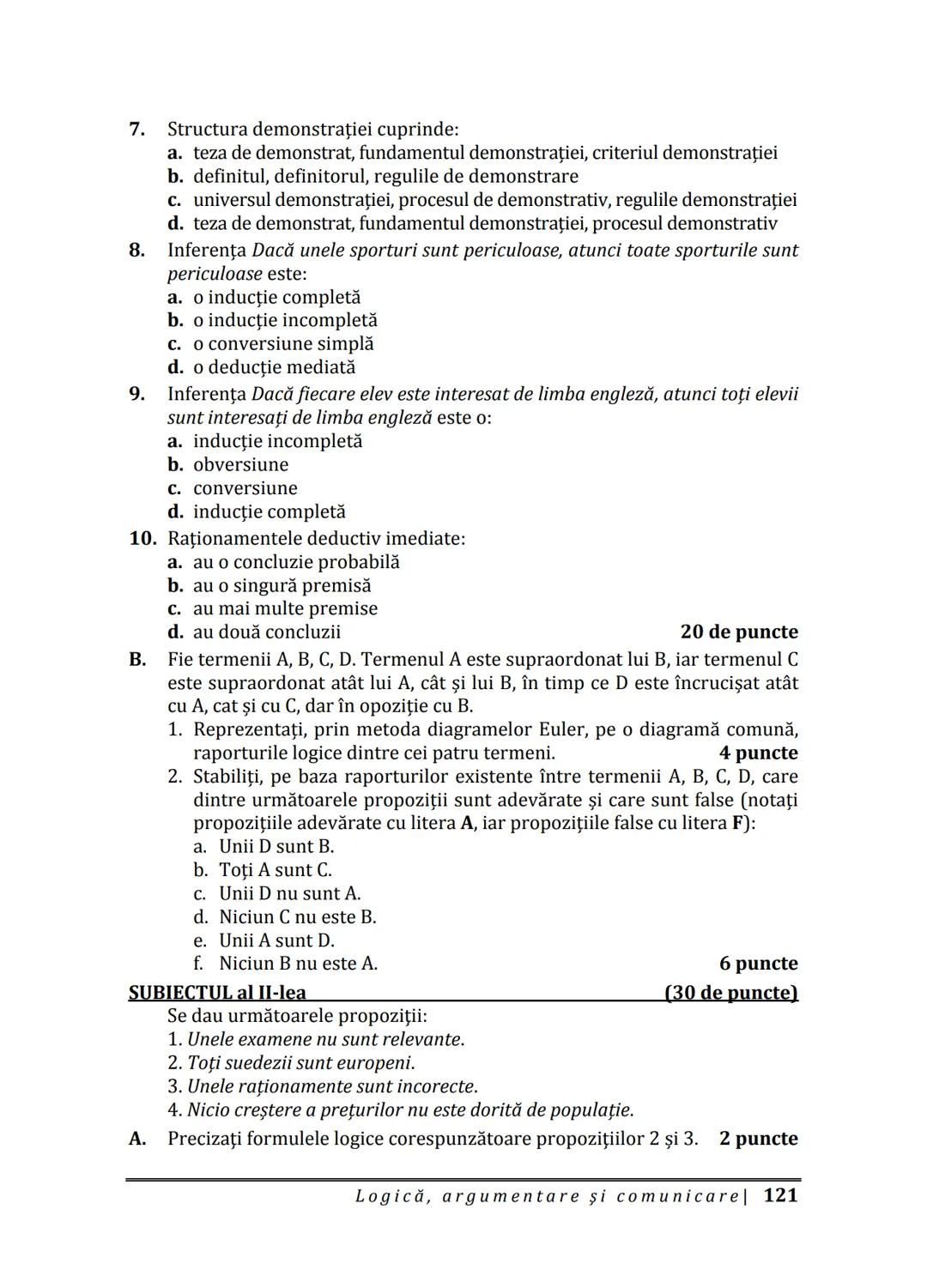 Florin IORGA
Marcel RUS
LOGICĂ, ARGUMENTARE
ȘI COMUNICARE
GHID COMPLET pentru Bacalaureat
➤ Sinteze teoretice
➤ 30 de teste
➤ Bareme şi rezo