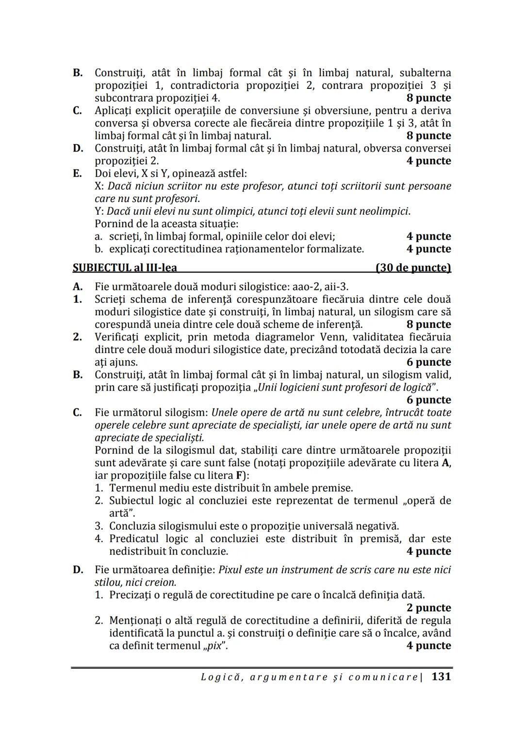 Florin IORGA
Marcel RUS
LOGICĂ, ARGUMENTARE
ȘI COMUNICARE
GHID COMPLET pentru Bacalaureat
➤ Sinteze teoretice
➤ 30 de teste
➤ Bareme şi rezo