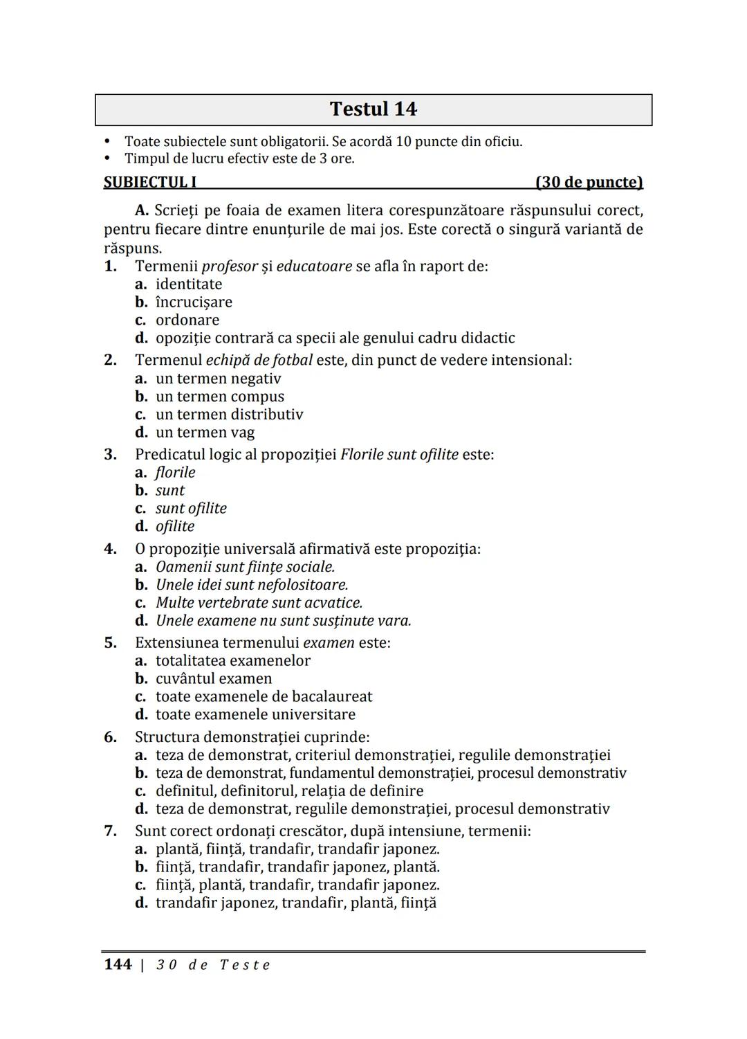 Florin IORGA
Marcel RUS
LOGICĂ, ARGUMENTARE
ȘI COMUNICARE
GHID COMPLET pentru Bacalaureat
➤ Sinteze teoretice
➤ 30 de teste
➤ Bareme şi rezo