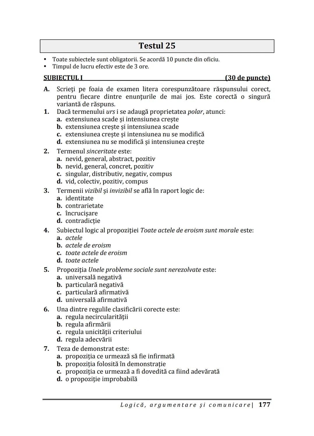 Florin IORGA
Marcel RUS
LOGICĂ, ARGUMENTARE
ȘI COMUNICARE
GHID COMPLET pentru Bacalaureat
➤ Sinteze teoretice
➤ 30 de teste
➤ Bareme şi rezo