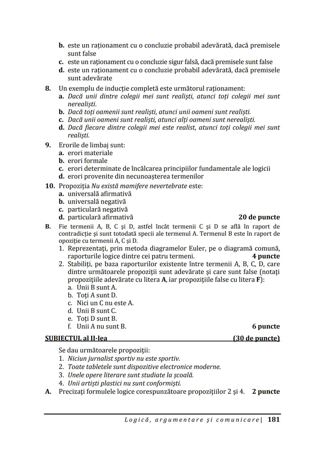 Florin IORGA
Marcel RUS
LOGICĂ, ARGUMENTARE
ȘI COMUNICARE
GHID COMPLET pentru Bacalaureat
➤ Sinteze teoretice
➤ 30 de teste
➤ Bareme şi rezo