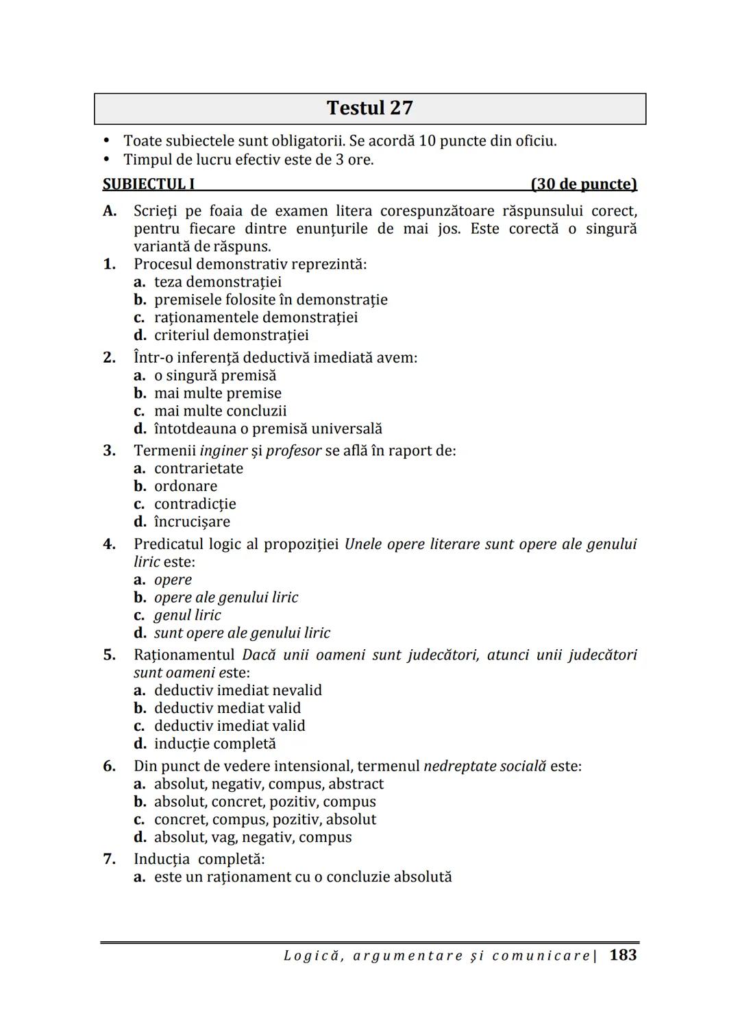 Florin IORGA
Marcel RUS
LOGICĂ, ARGUMENTARE
ȘI COMUNICARE
GHID COMPLET pentru Bacalaureat
➤ Sinteze teoretice
➤ 30 de teste
➤ Bareme şi rezo