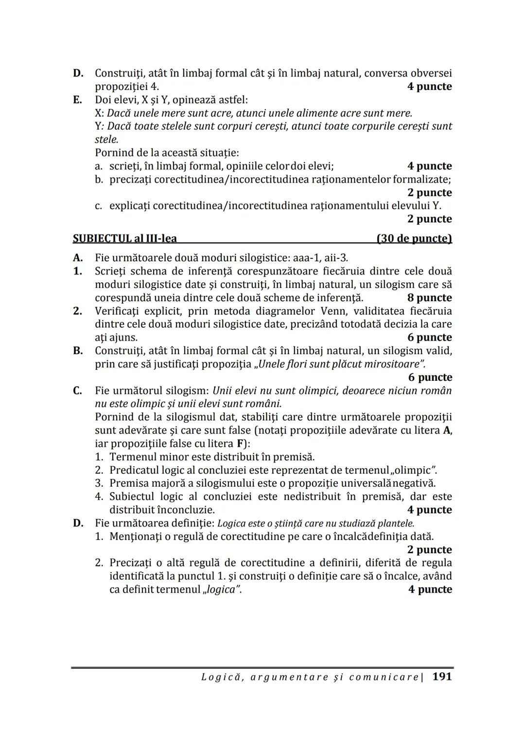 Florin IORGA
Marcel RUS
LOGICĂ, ARGUMENTARE
ȘI COMUNICARE
GHID COMPLET pentru Bacalaureat
➤ Sinteze teoretice
➤ 30 de teste
➤ Bareme şi rezo