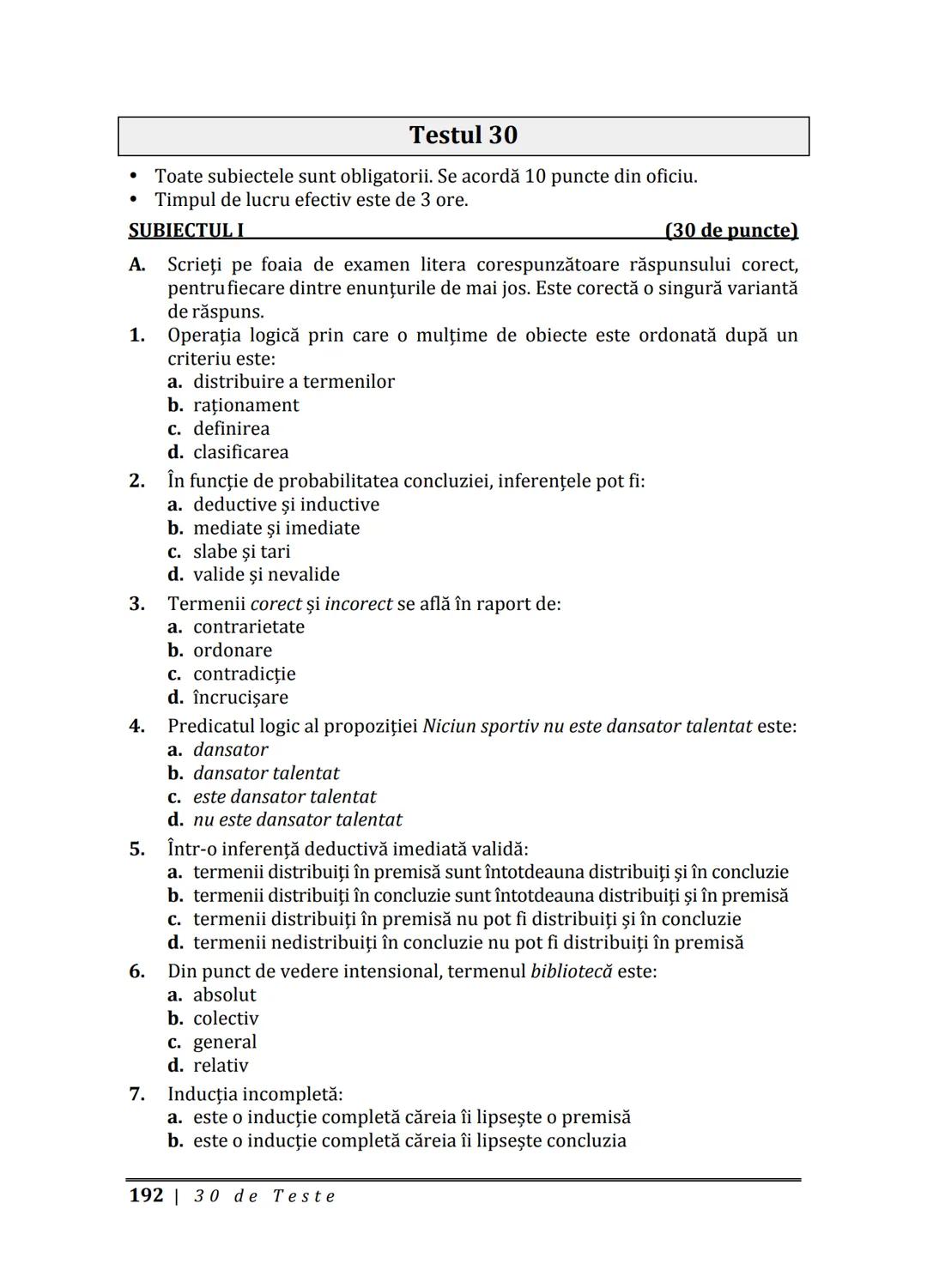 Florin IORGA
Marcel RUS
LOGICĂ, ARGUMENTARE
ȘI COMUNICARE
GHID COMPLET pentru Bacalaureat
➤ Sinteze teoretice
➤ 30 de teste
➤ Bareme şi rezo