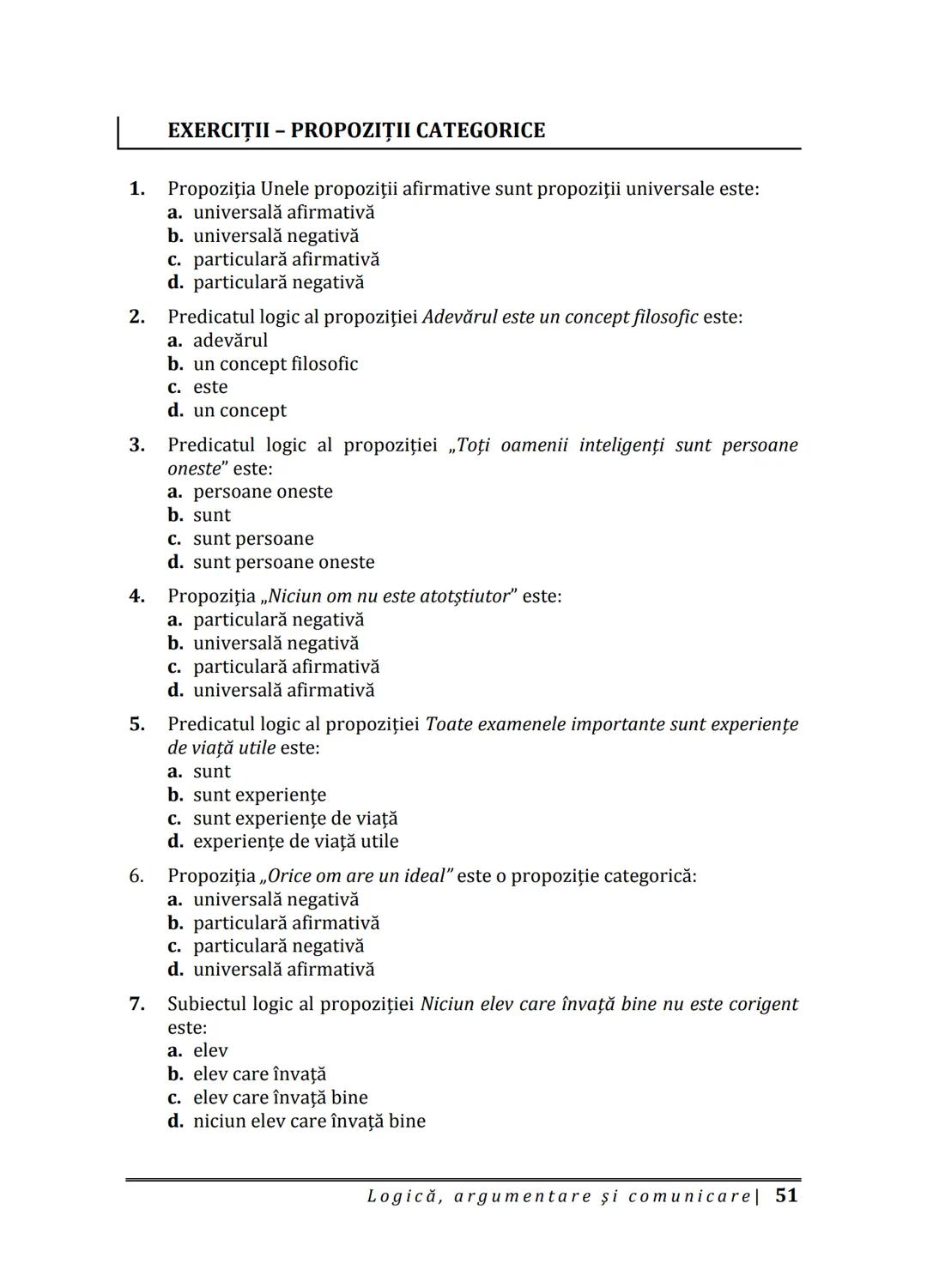 Florin IORGA
Marcel RUS
LOGICĂ, ARGUMENTARE
ȘI COMUNICARE
GHID COMPLET pentru Bacalaureat
➤ Sinteze teoretice
➤ 30 de teste
➤ Bareme şi rezo