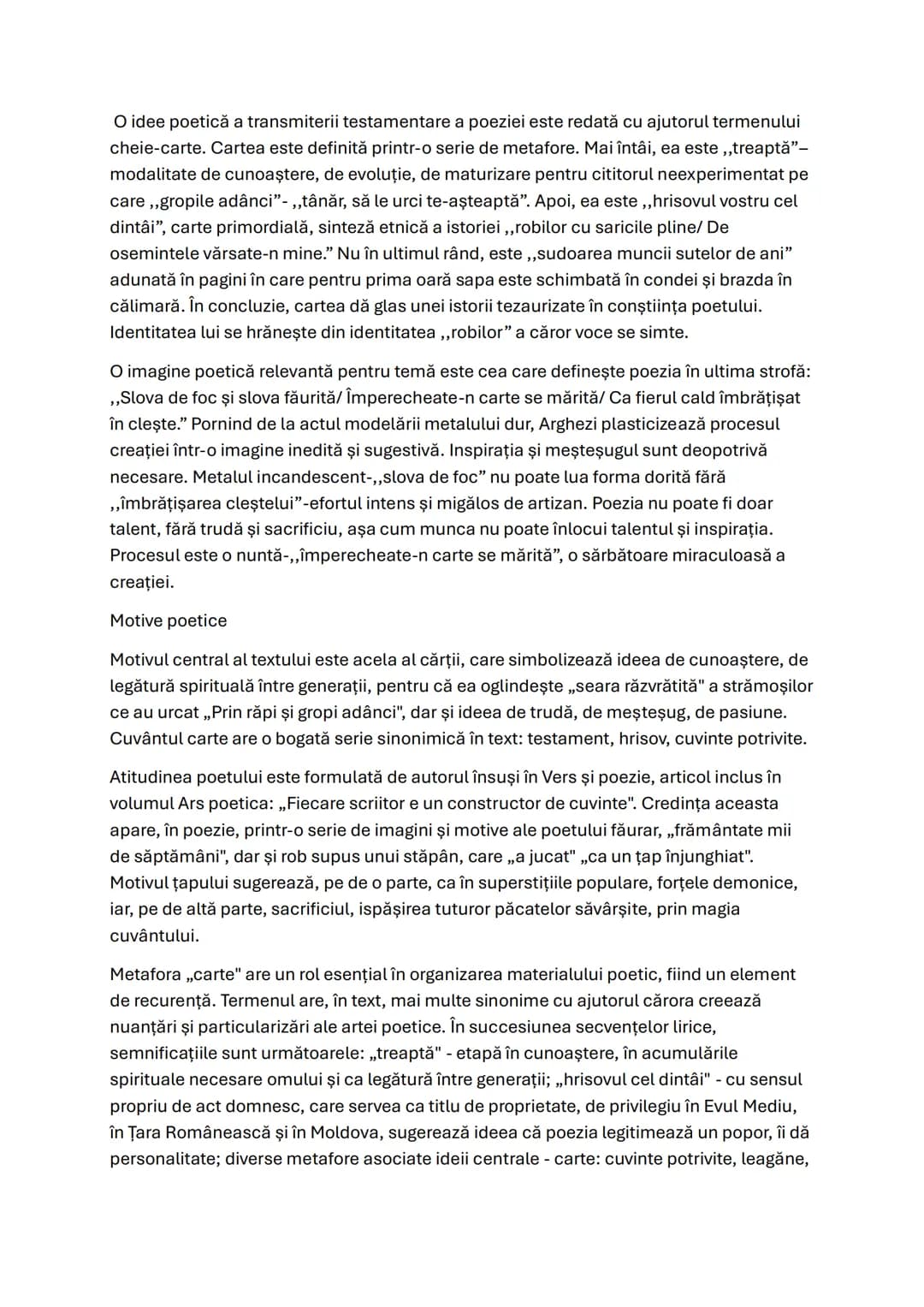 # Testament
Tudor Arghezi
Reliefarea unor trăsături specifice care fac posibilă încadrarea textului într-un curent
literar
Tudor Arghezi