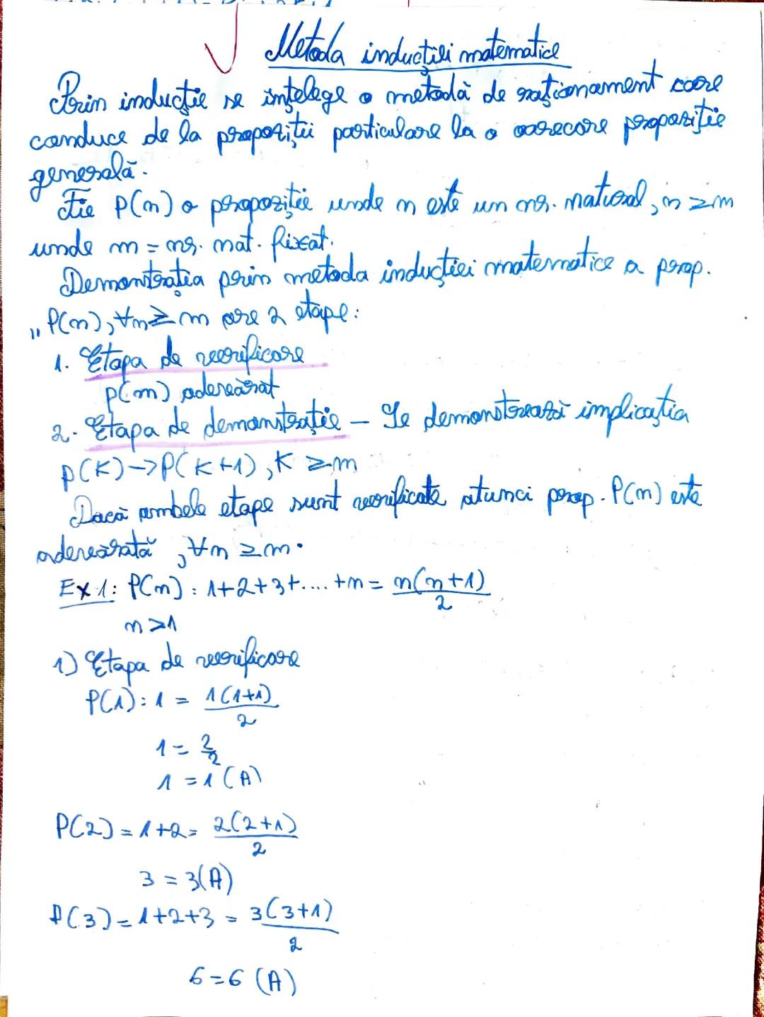 metoda inducției matematice