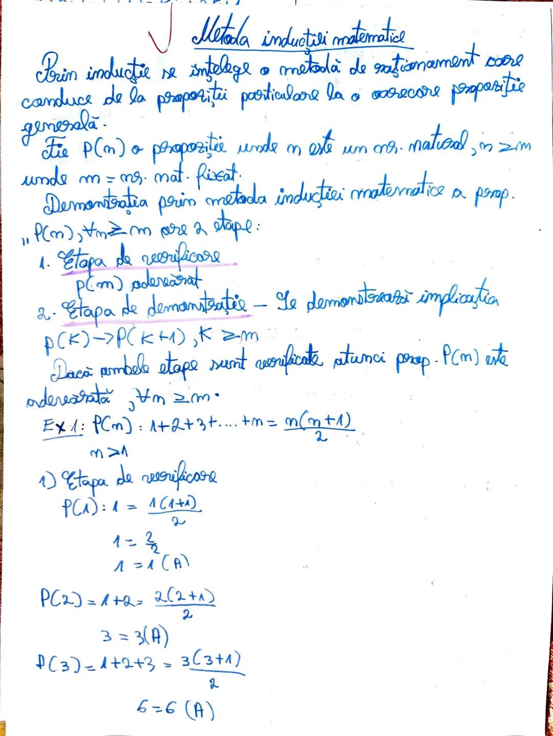 # Metoda inducției matematice
Prin inducție se înțelege o metodă de raționament care conduce de la propoziții particulare la o oarecare pro