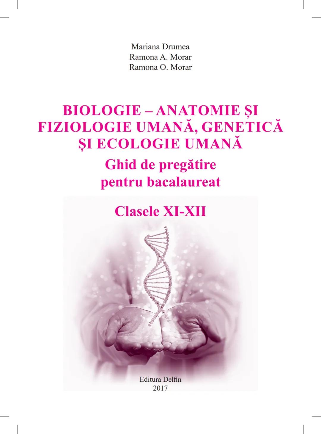 Mariana Drumea
Ramona A. Morar
Ramona O. Morar
BIOLOGIE – ANATOMIE ȘI
FIZIOLOGIE UMANĂ, GENETICĂ
ȘI ECOLOGIE UMANĂ
Ghid de pregătire
pentru