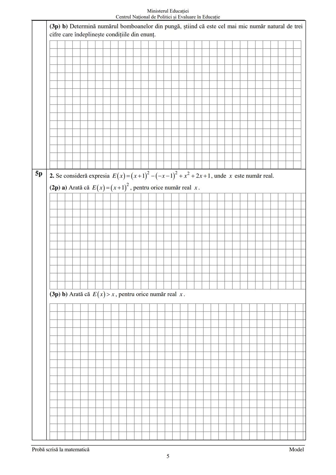 --- OCR Start ---
Prezenta lucrare conține
Ministerul Educației
Centrul Național de Politici și Evaluare în Educație
pagini
Numele:
EVALUARE