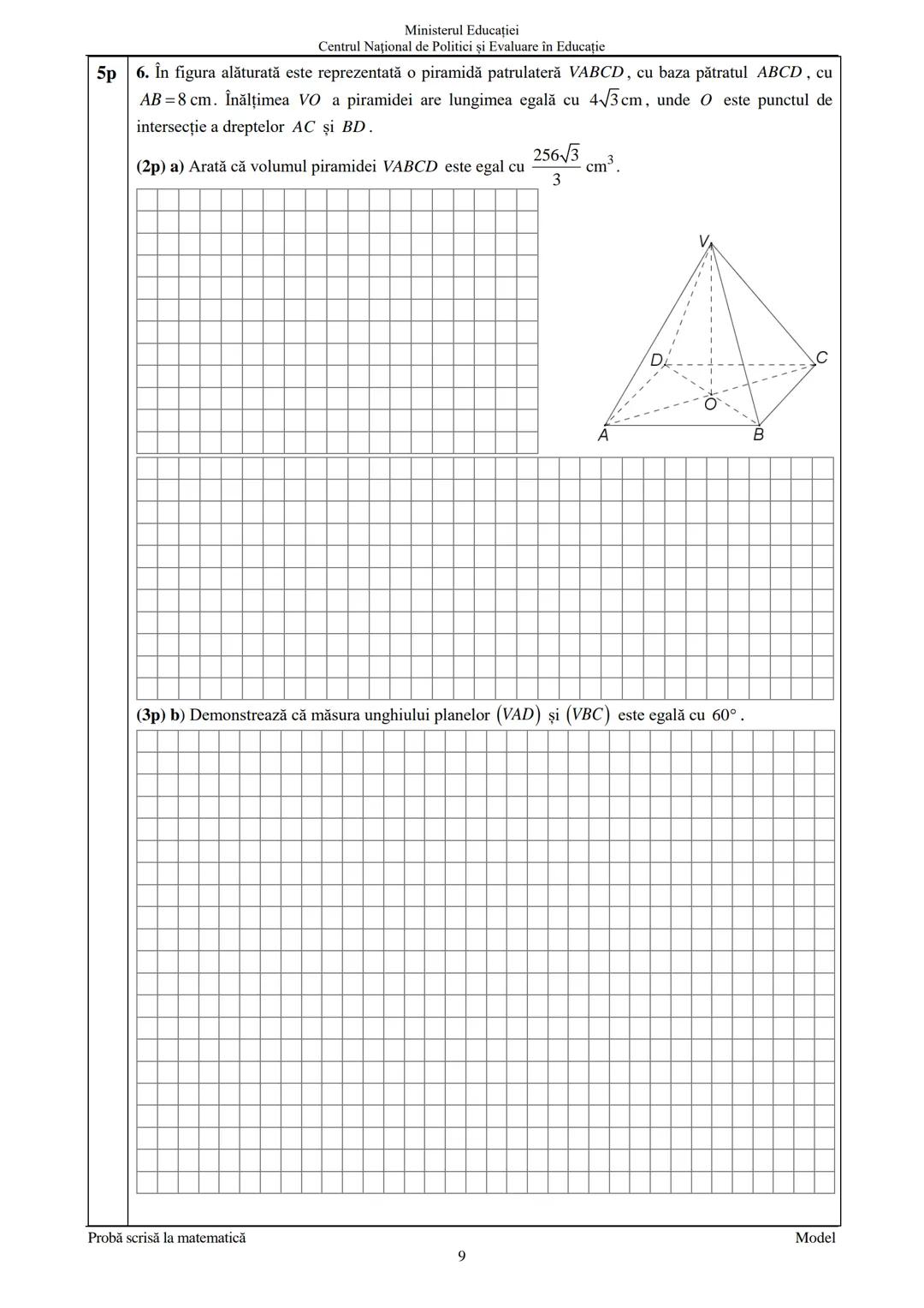 --- OCR Start ---
Prezenta lucrare conține
Ministerul Educației
Centrul Național de Politici și Evaluare în Educație
pagini
Numele:
EVALUARE