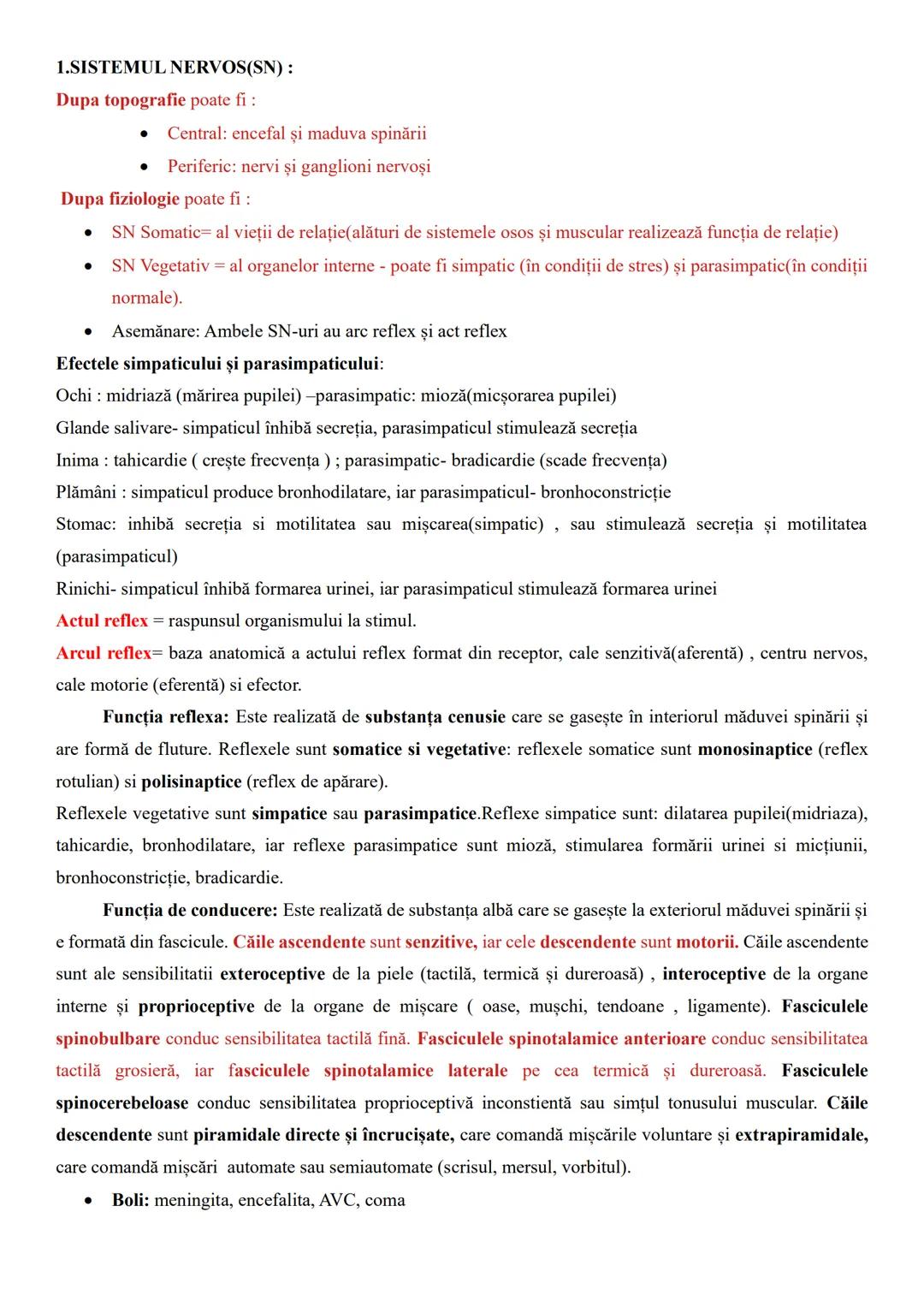 --- OCR Start ---
1.SISTEMUL NERVOS(SN):
Dupa topografie poate fi :
- Central: encefal şi maduva spinării
- Periferic: nervi şi ganglioni ne