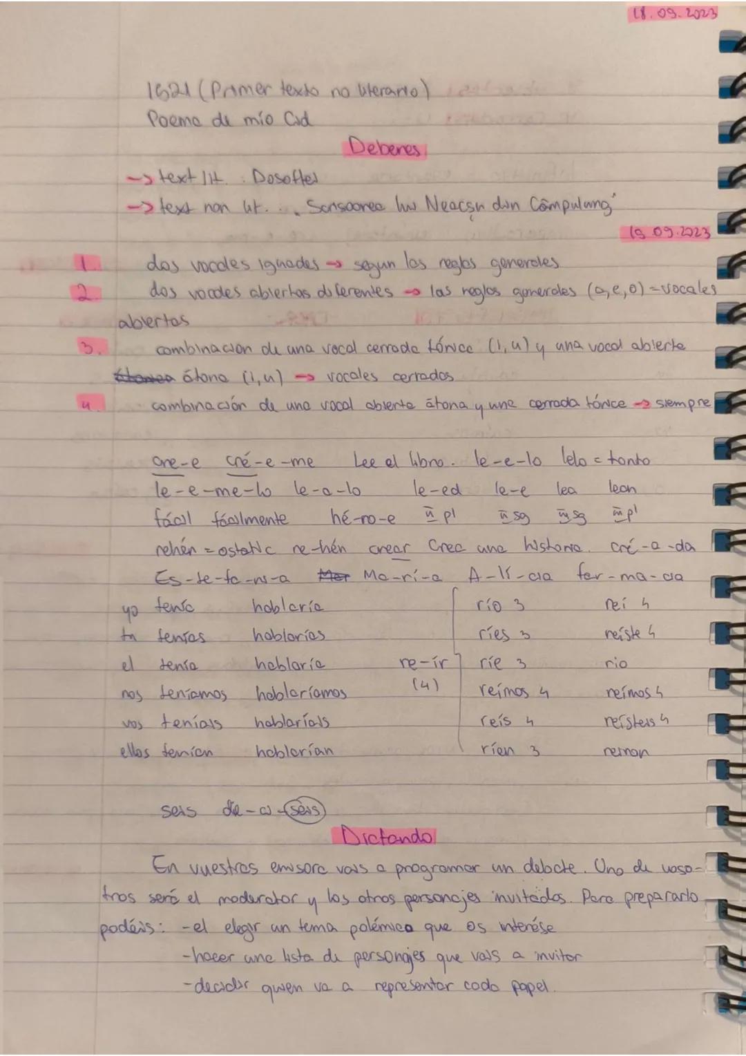 El presente
14 09 2023
-AR
-ER
-IR
cantar
Comer
vivin
yo canto como vivo
tu cantas comes vives
el conto Come vive
nos. cantamos comemos vivi