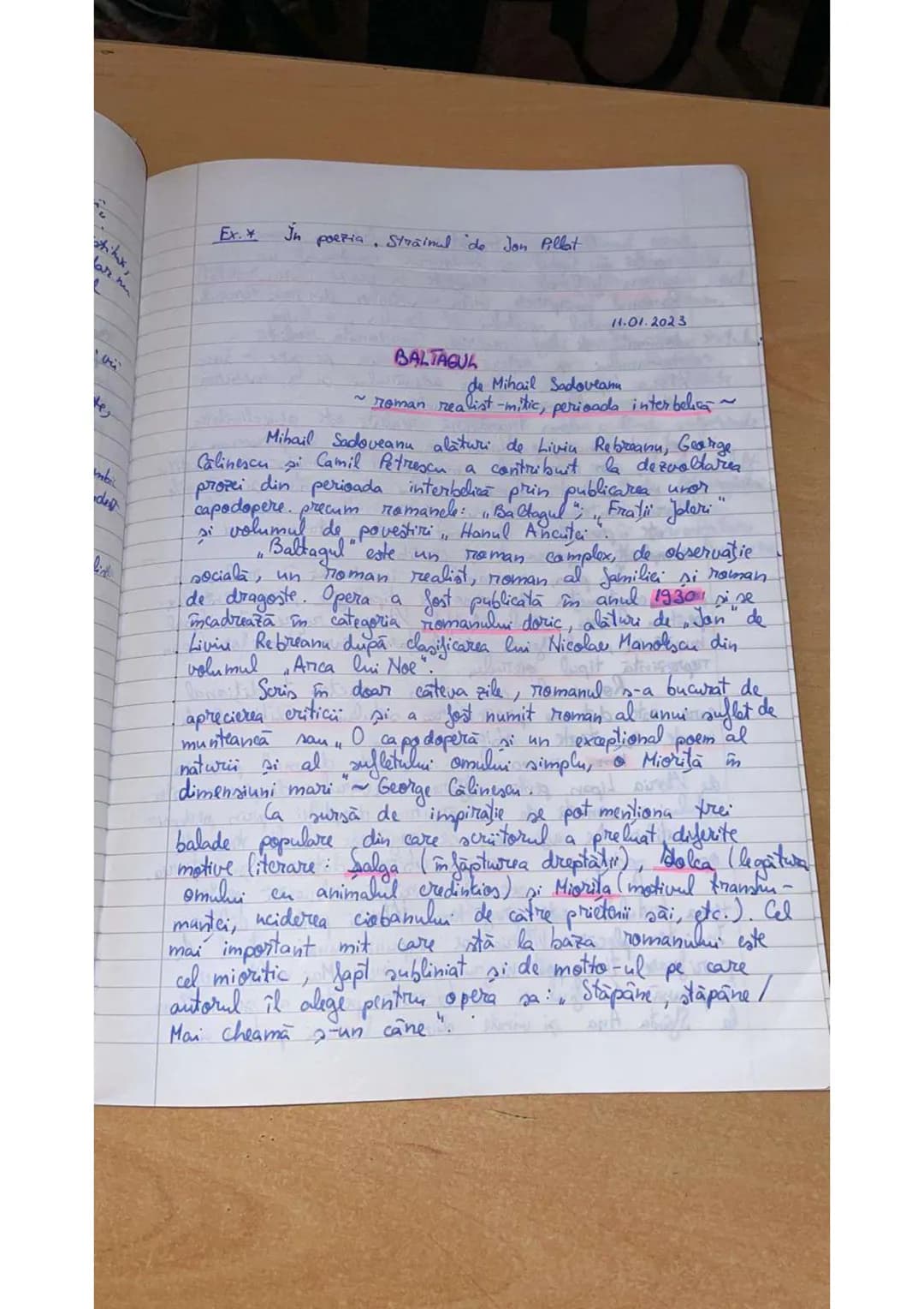 L
Ex. In poezia, Strainal de Jon Pillot
11.01.2023
di
BALTAGUL
de Mihail Sadoveanu.
~roman realist-mitic, perioada interbelica~
Mihail Sad